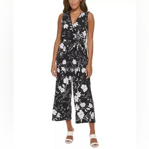 Calvin Klein Women's Floral-Print Sleeveless Cropped Jumpsuit